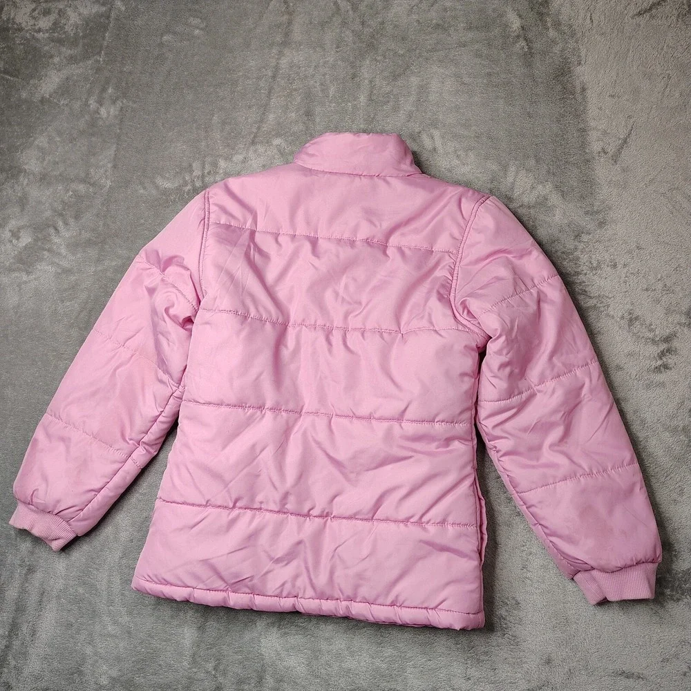 Harley-Davidson Puffer Jacket Kids Size M Pink Rhinestone Logo Full Zip Quilted